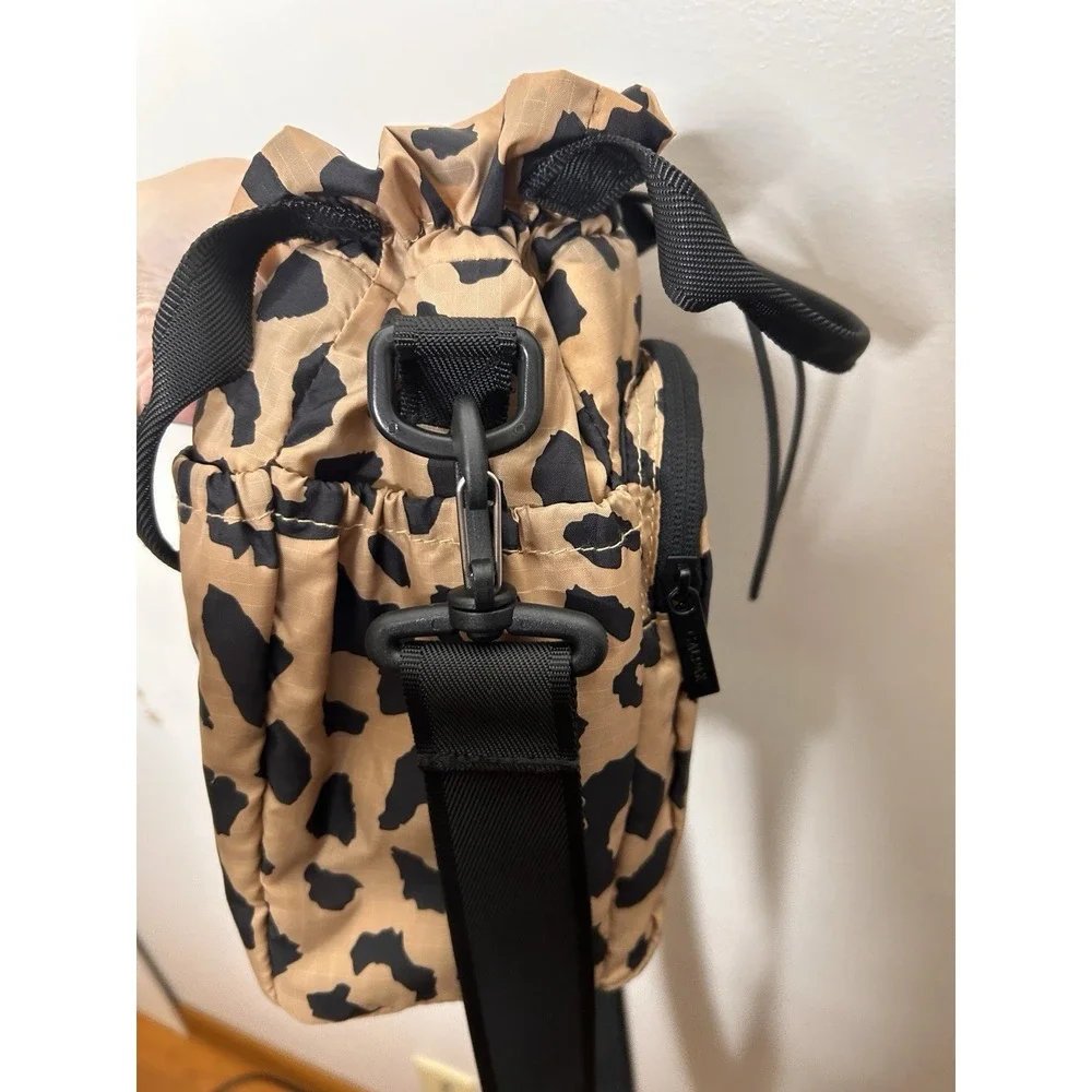 Calpak Insulated Water Bottle Holder Sling Travel Crossbody Bag Cheetah Print